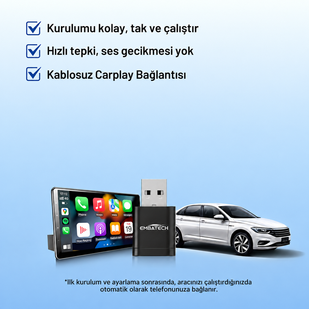 Araç İçi 2in1 Android ve Apple Cihazlar İçin Kablosuz Android Auto ve Carplay Adaptörü (EMT-006N) – 3