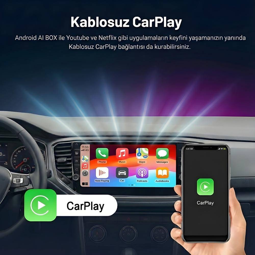 Embatech CarPlay Ai Box 4GB+32GB Youtube,Netflix,Google Play & Kablosuz Carplay&Android Auto (EMT-AI001NEW) – 3