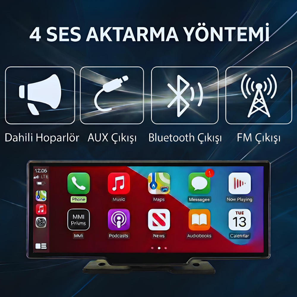 Embatech 10.26 inç Kablosuz Carplay Ve Android Auto 4K Ön/Arka Çift Kameralı Oto Multimedya Araç Ekran (EMT-SCR1) – 4
