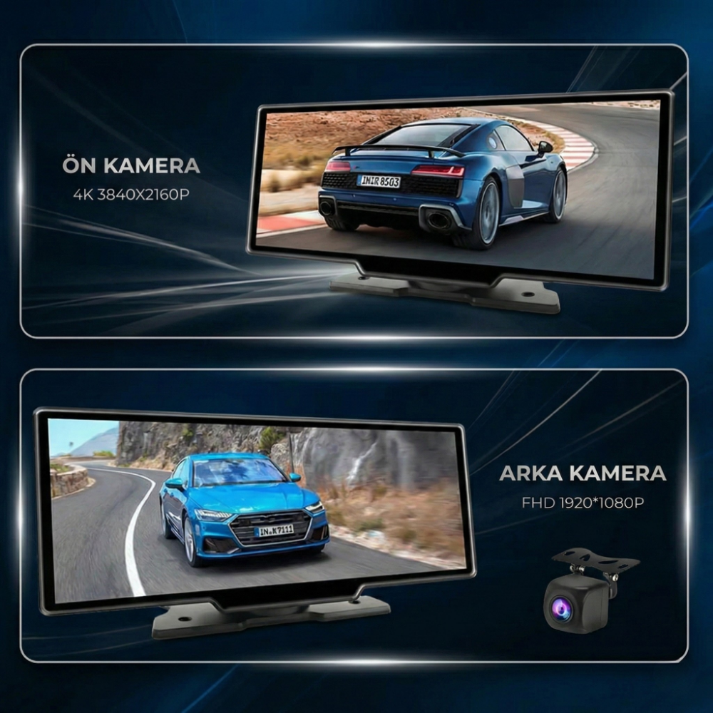 Embatech 10.26 inç Kablosuz Carplay Ve Android Auto 4K Ön/Arka Çift Kameralı Oto Multimedya Araç Ekran (EMT-SCR1) – 2