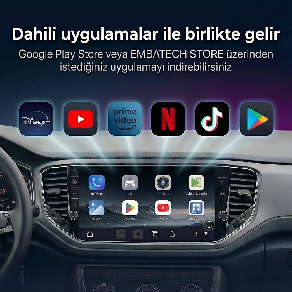 Embatech CarPlay Ai Box 4GB+32GB Youtube,Netflix,Google Play & Kablosuz Carplay&Android Auto (EMT-AI001NEW) – 2